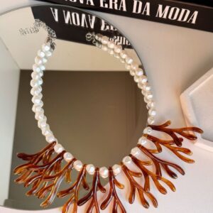 Colar De Pérola Coral do Caribe