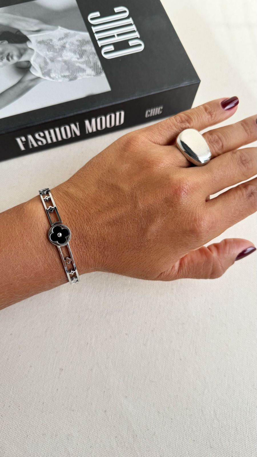 Bracelete Aço Inox Trevo - Imagem 4
