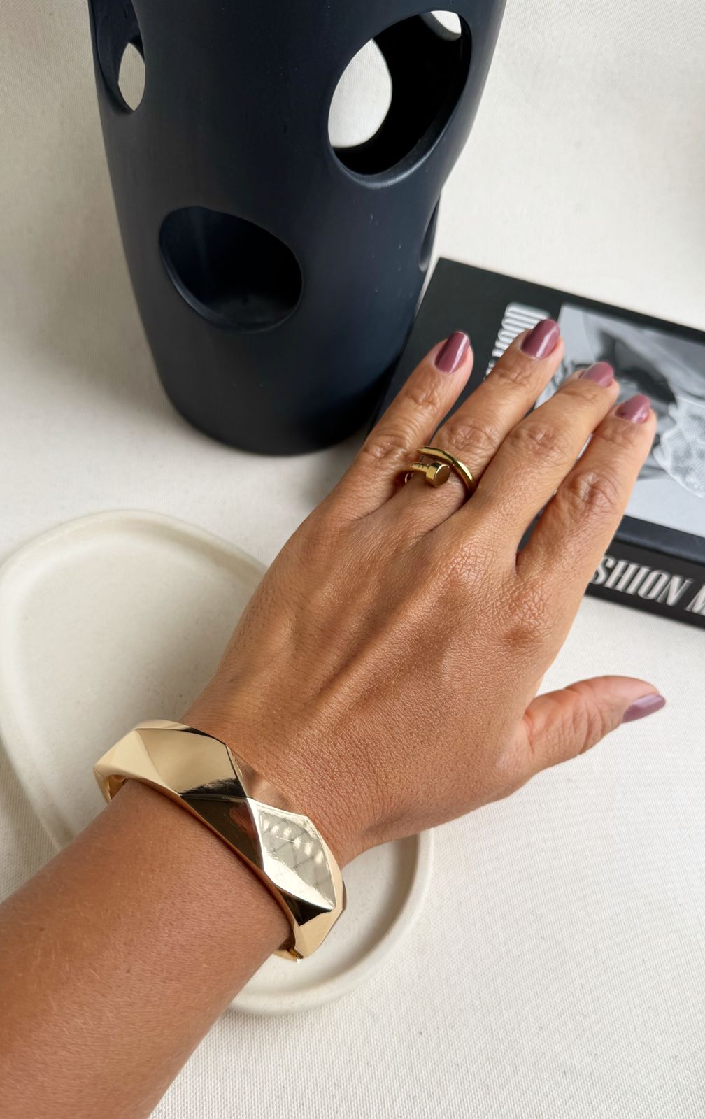 Bracelete Facetado Dourado