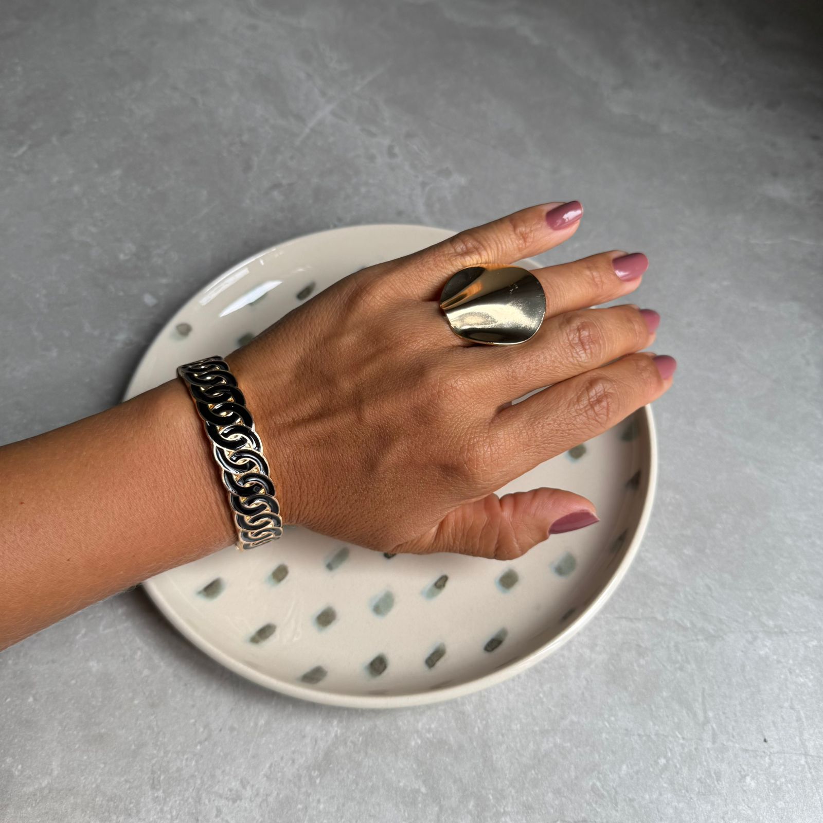 Bracelete Corrente Esmaltado Dourado - Imagem 7