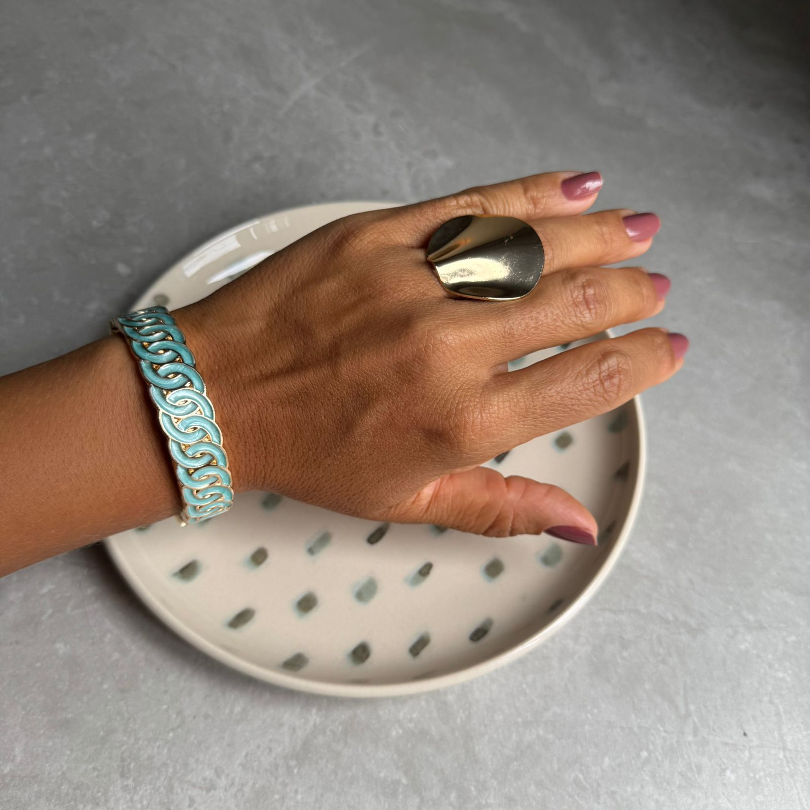 Bracelete Corrente Esmaltado Dourado - Imagem 5