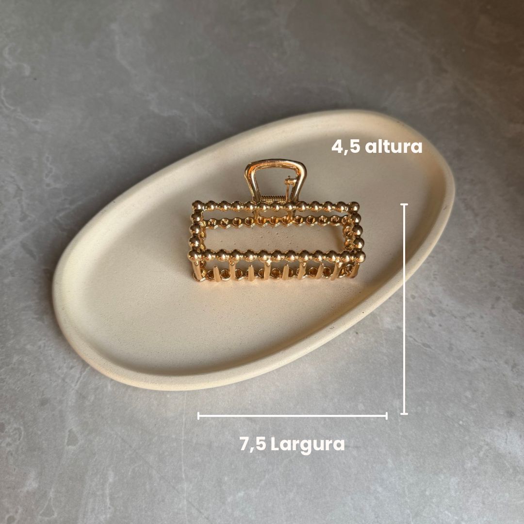 Prendedor de Cabelo Metal Dourado Geométrica - Imagem 2