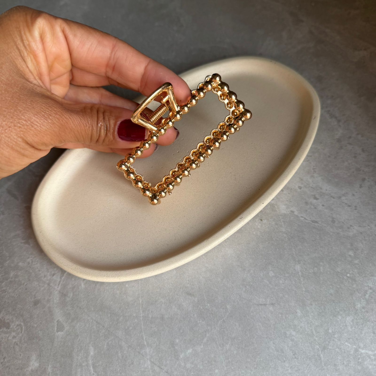 Prendedor de Cabelo Metal Dourado Geométrica