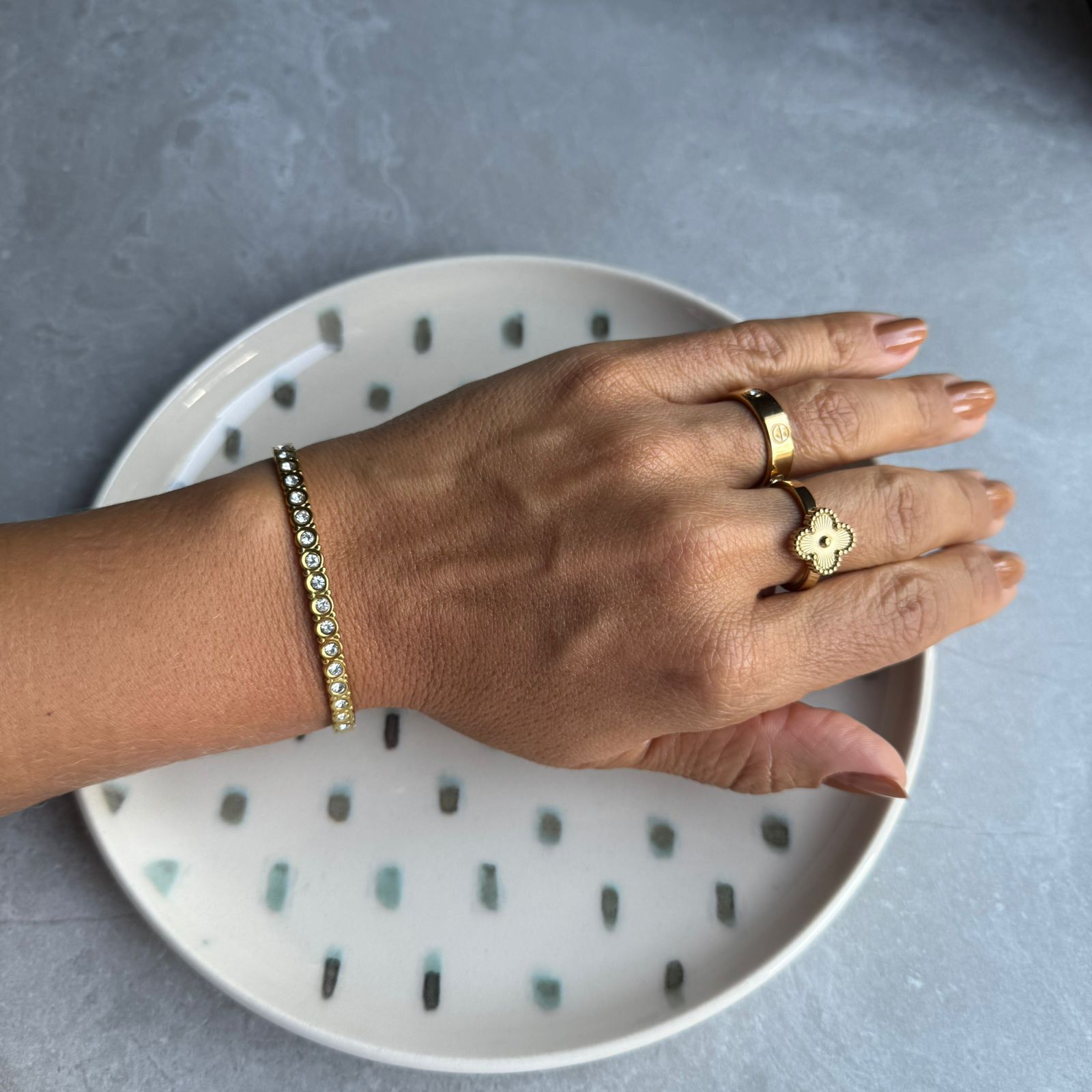 Bracelete Aço Inox Minimalista Com Strass