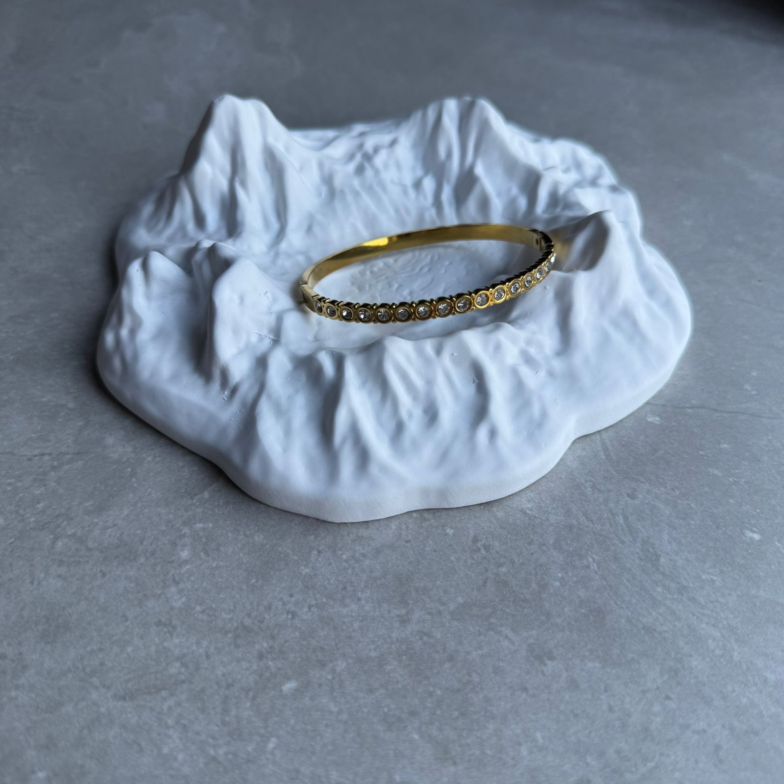 Bracelete Aço Inox Minimalista Com Strass - Imagem 2