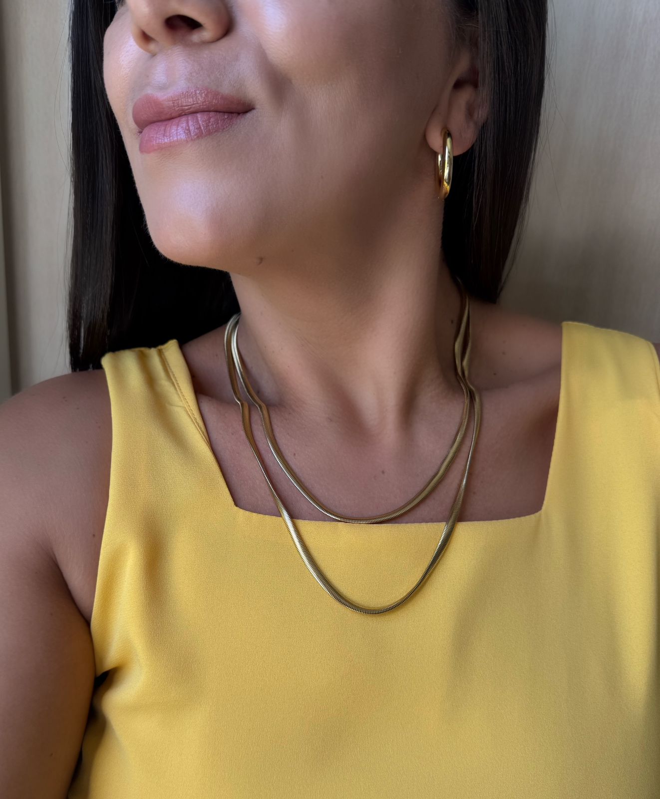 Colar Aço Inox Longo Dourado Minimalista - Imagem 3