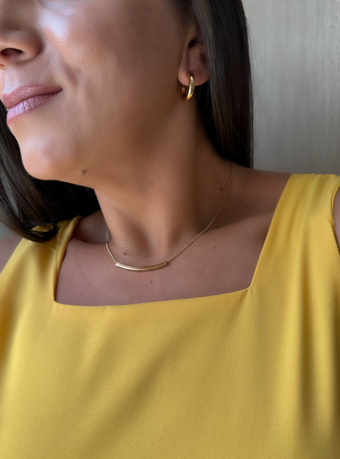 Colar Aço Inox Barra Dourado Minimalista - Imagem 2
