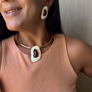 Conjunto De Aro Pingente Orgânico